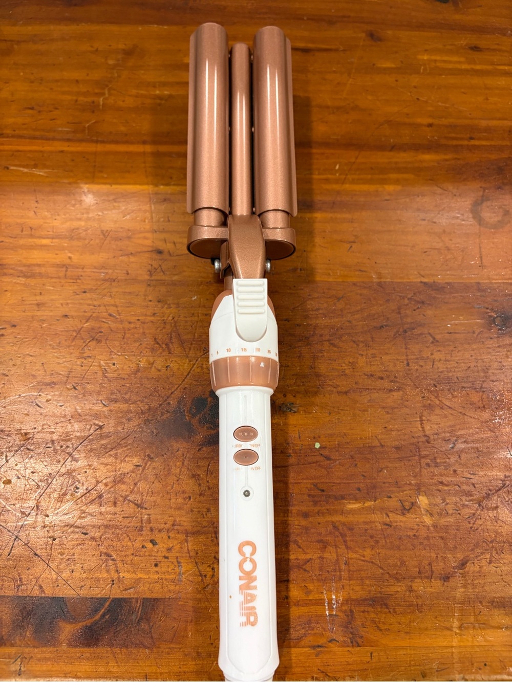 Conair Triple Barrel Waver in Rose Gold and White